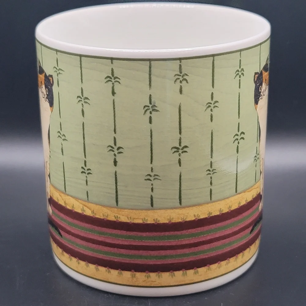 Vintage Warren Kimble Striped Cat Stoneware Mug CLEAN - Picture 2 of 9